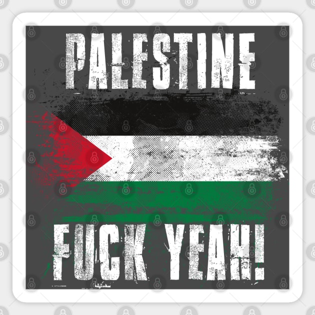 Palestine Fuck Yeah! Wartorn Distressed Flag Sticker by Family Heritage Gifts